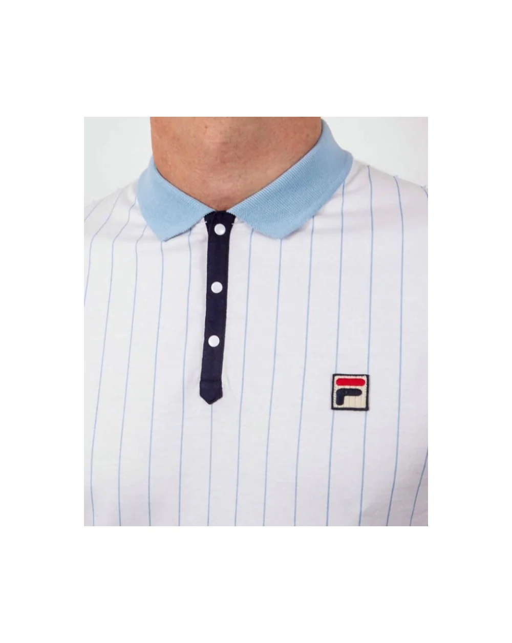 Fila Vintage Mk1 Settanta Polo Shirt White/Sky Blue/Navy - Image 2