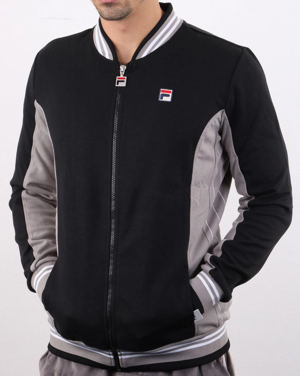Fila Vintage Mk1 Settanta Track Top Black/Frost Grey/White - Image 3