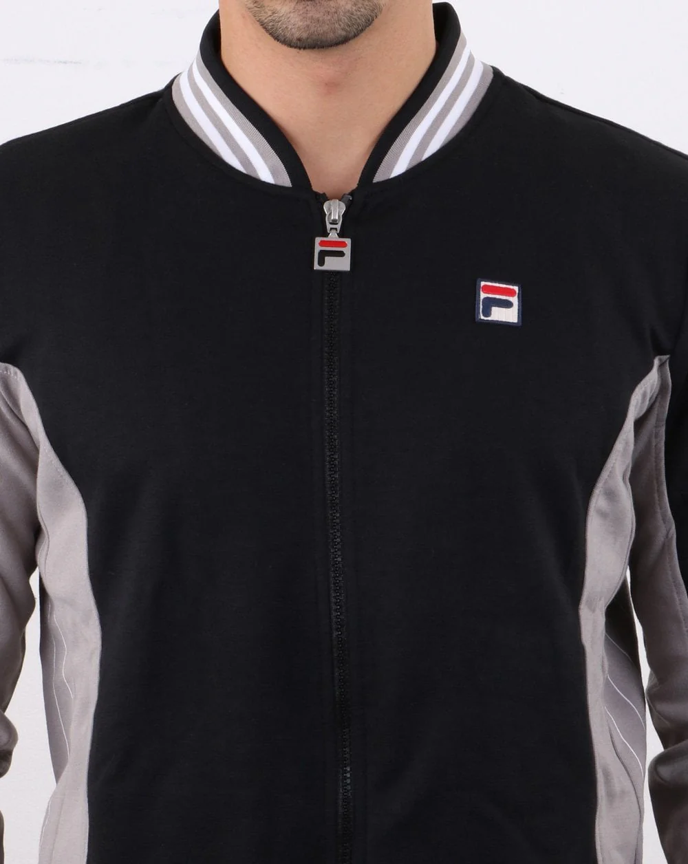 Fila Vintage Mk1 Settanta Track Top Black/Frost Grey/White - Image 4