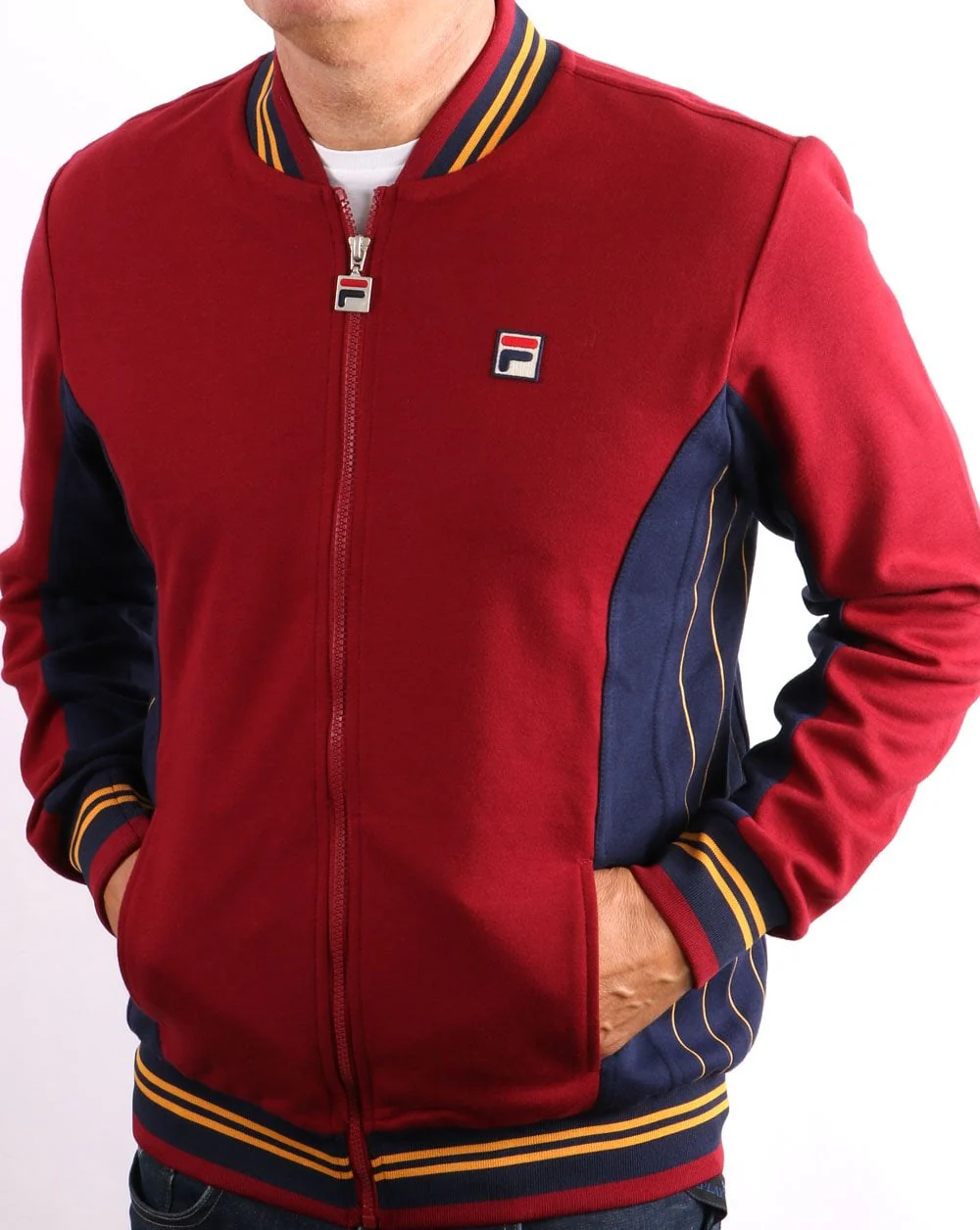 Fila Vintage Mk1 Settanta Track Top Dark Red/Navy - Image 3