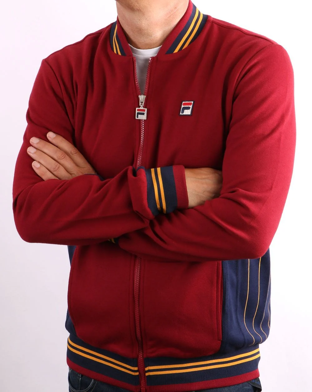 Fila Vintage Mk1 Settanta Track Top Dark Red/Navy - Image 4