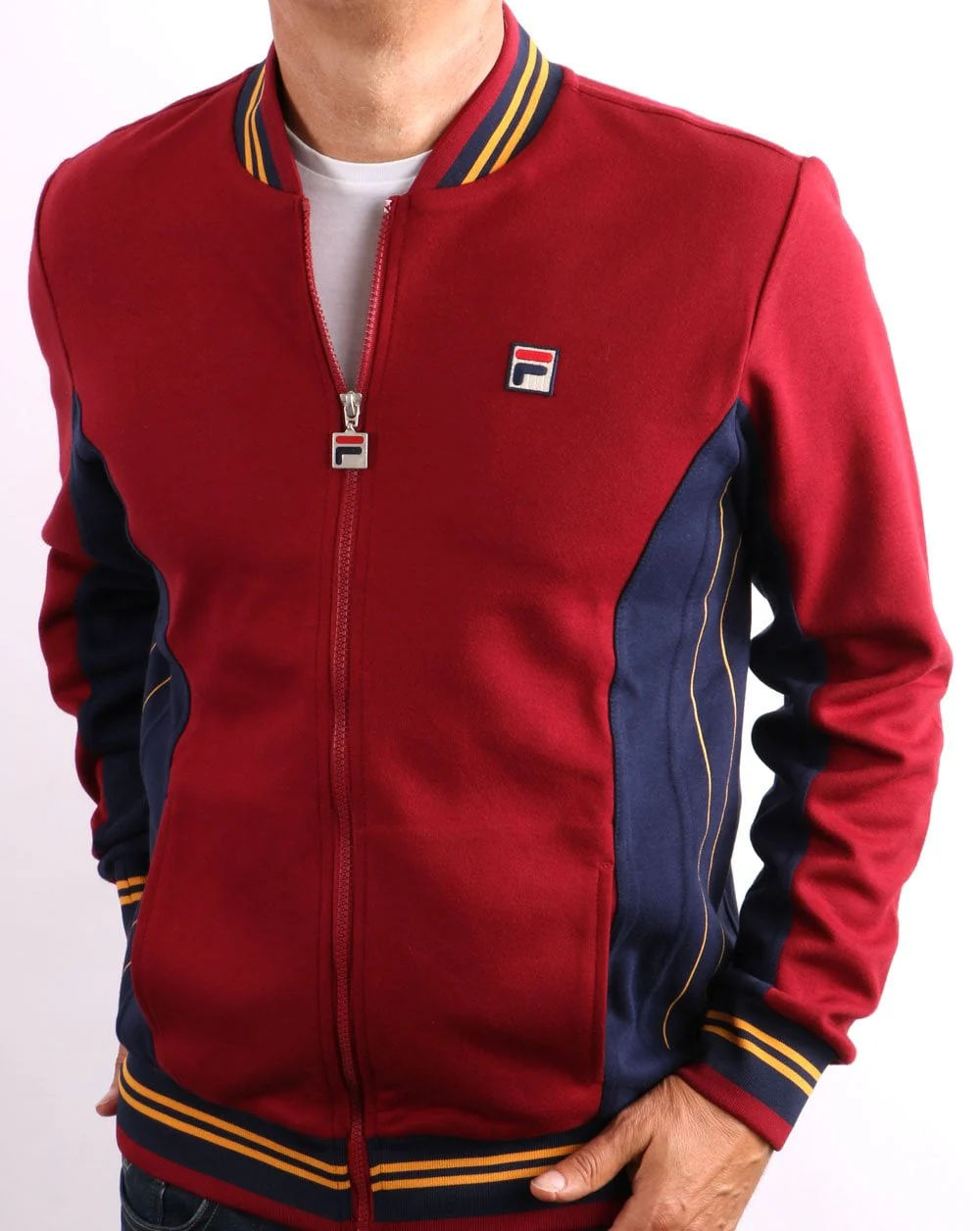 Fila Vintage Mk1 Settanta Track Top Dark Red/Navy - Image 5