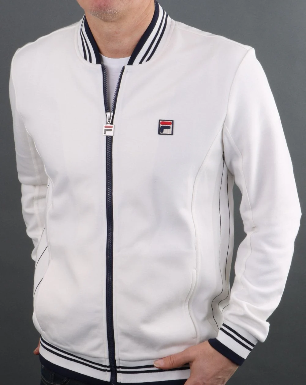 Fila Vintage Mk1 Settanta Track Top White/Navy - Image 3
