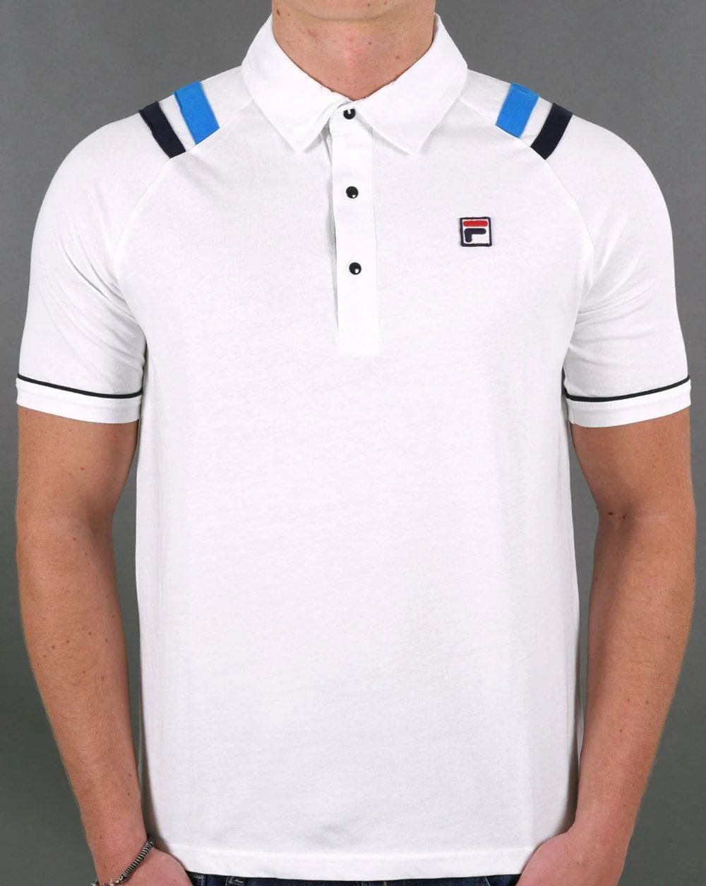 Fila Vintage MK2 Borg Polo Shirt White - Image 2
