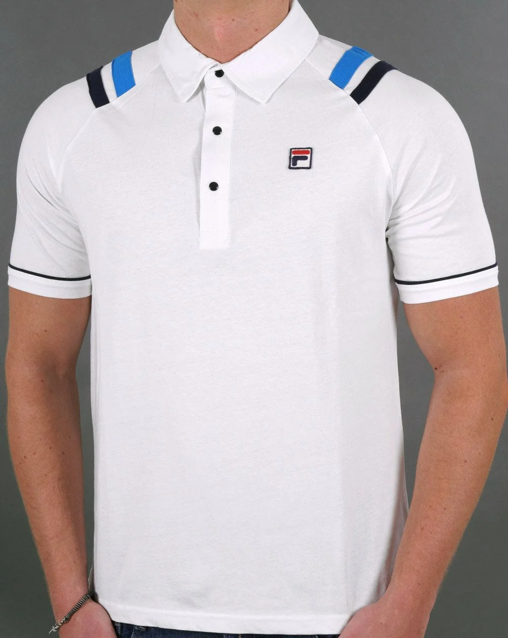Fila Vintage MK2 Borg Polo Shirt White - Image 3