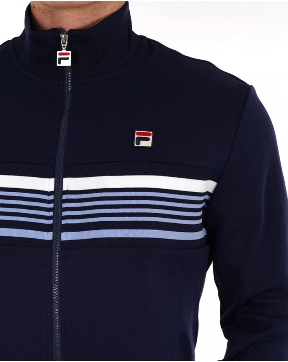 Fila Vintage Multi stripe Track Top Navy sky - Image 2