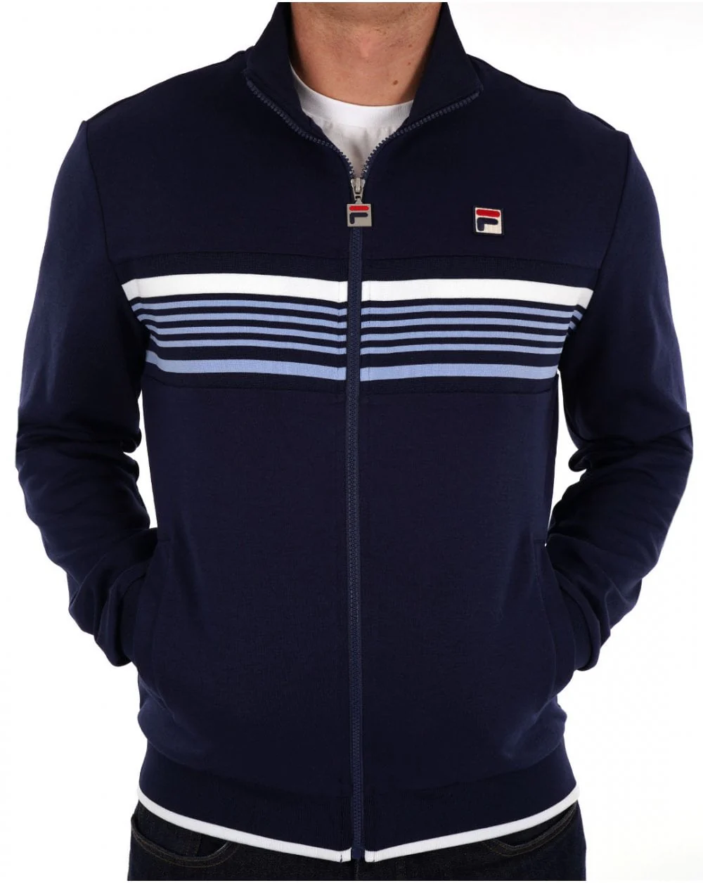 Fila Vintage Multi stripe Track Top Navy sky - Image 3