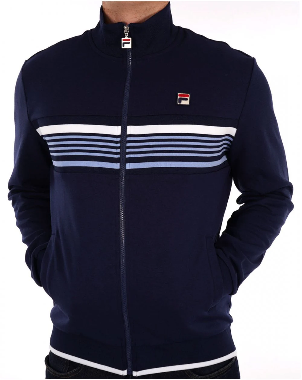 Fila Vintage Multi stripe Track Top Navy sky - Image 4
