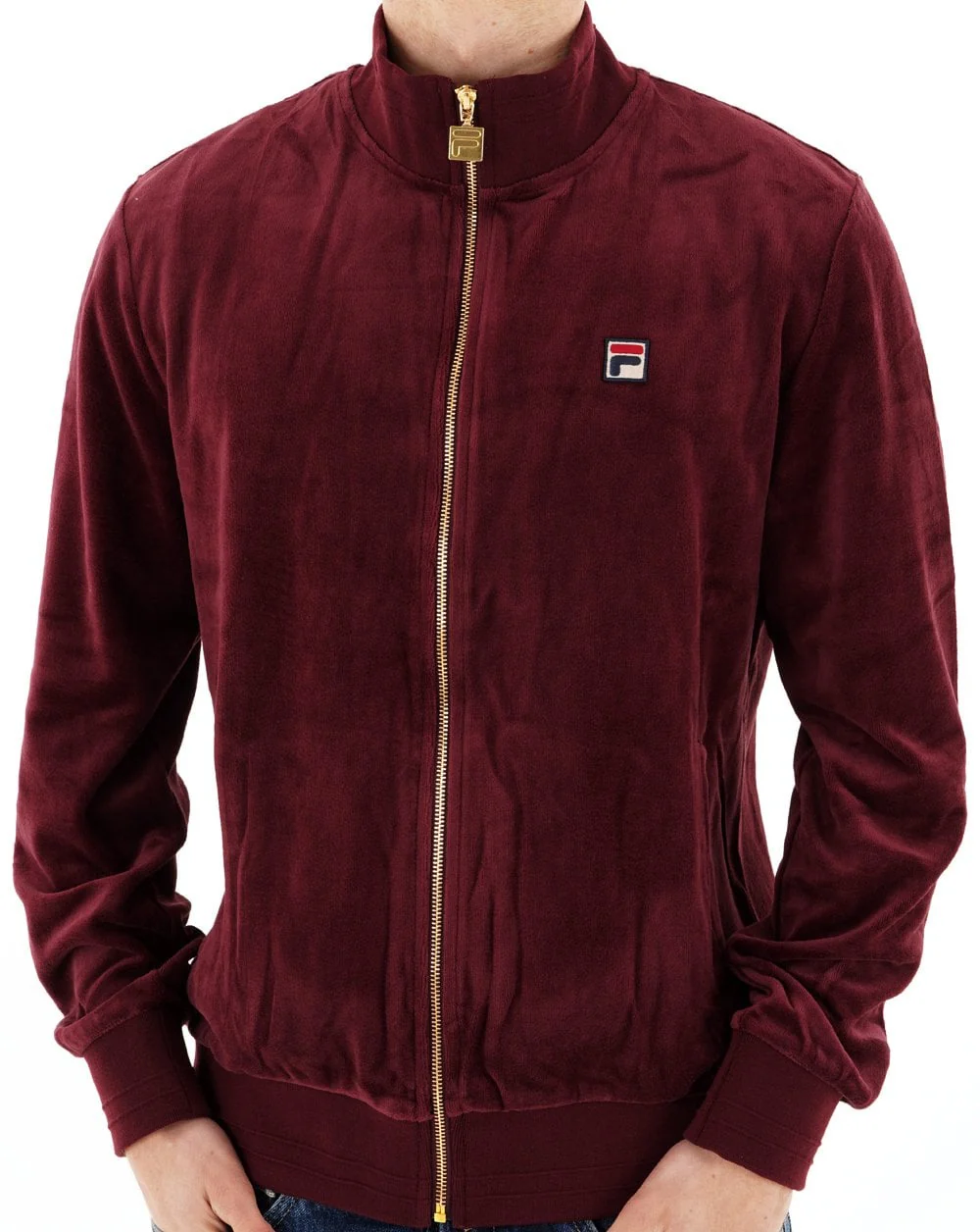 Fila Vintage Nero Velour Track Top Burgundy - Image 2