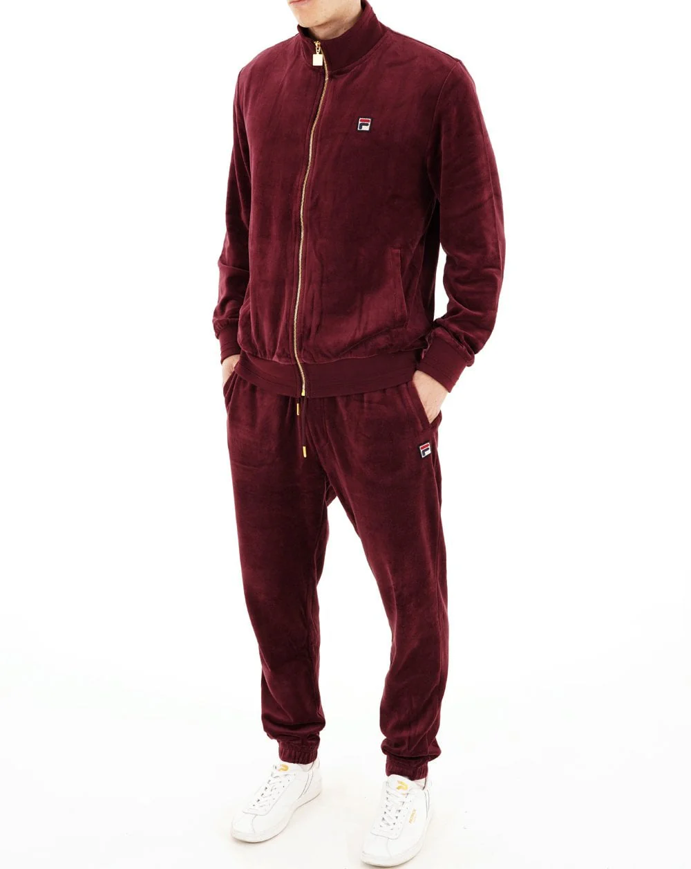Fila Vintage Nero Velour Track Top Burgundy - Image 4