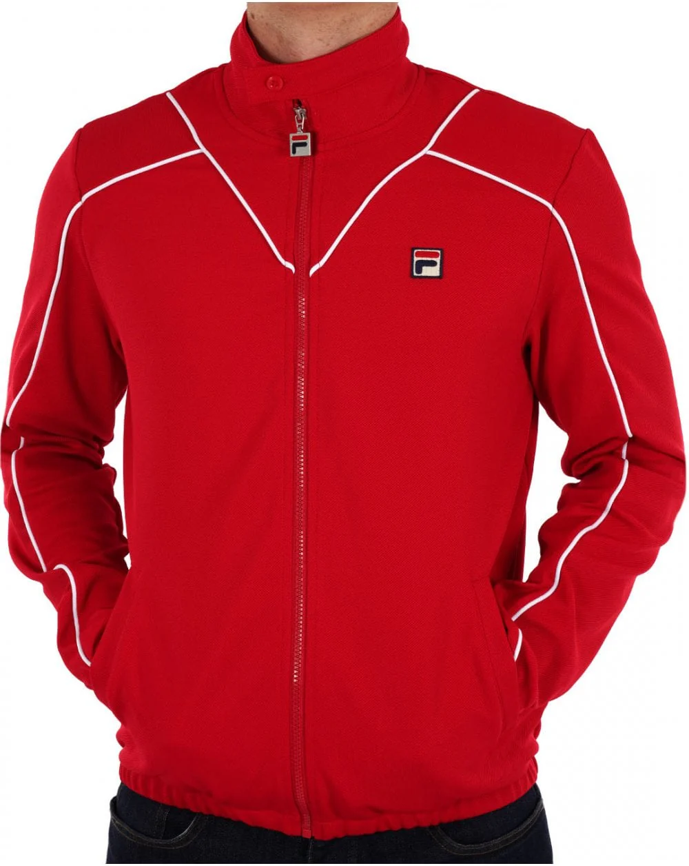 Fila Vintage Noble Track Top Red White - Image 2