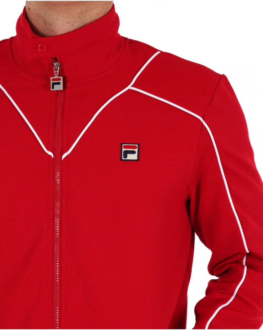 Fila Vintage Noble Track Top Red White - Image 4
