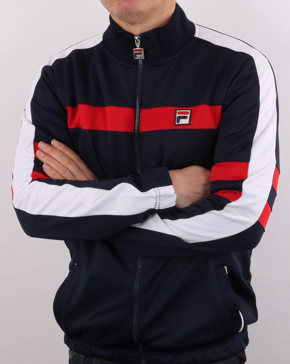 Fila Vintage Nunzio funnel Track Top Navy/Red - Image 2