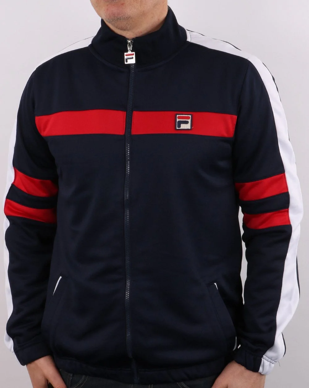 Fila Vintage Nunzio funnel Track Top Navy/Red - Image 4