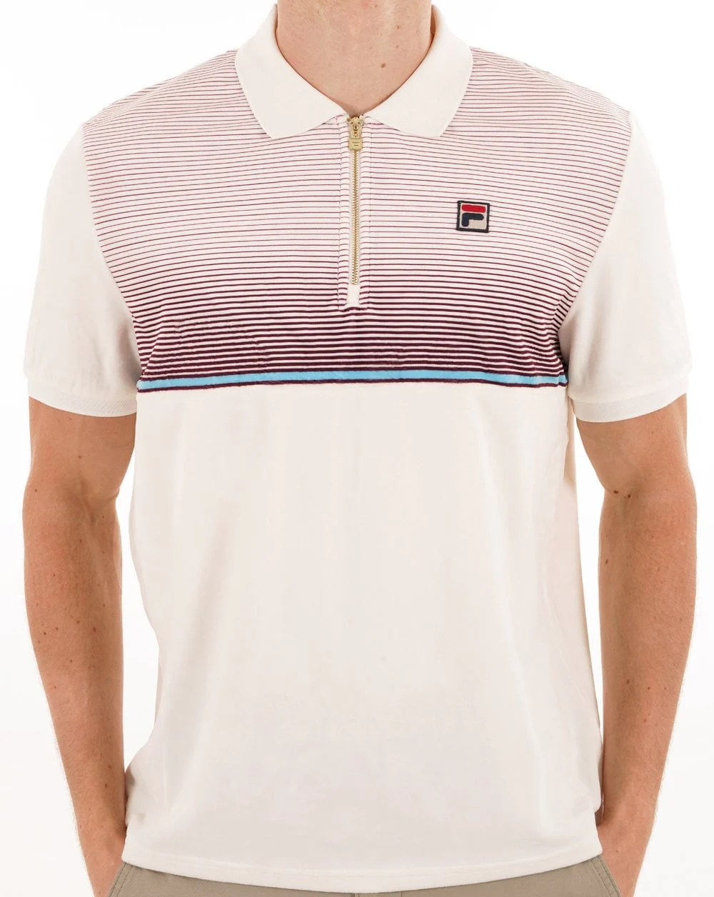 Fila Vintage Paco Velour Zip Polo Gardenia - Image 2