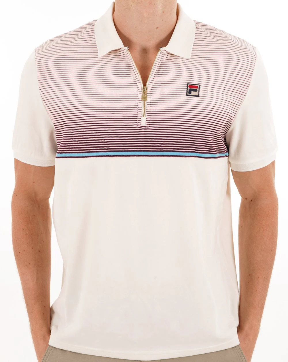 Fila Vintage Paco Velour Zip Polo Gardenia - Image 3