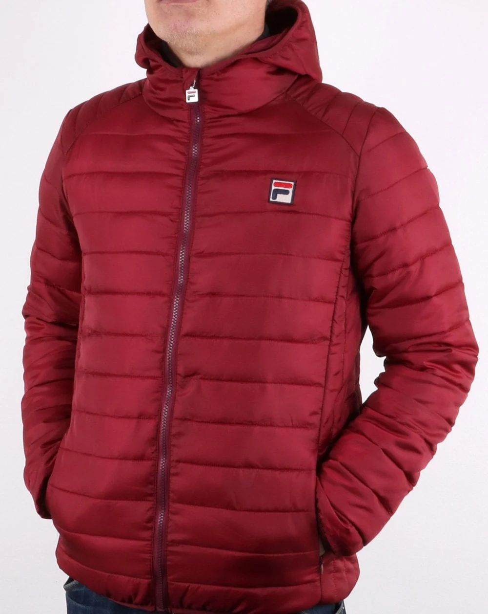Fila Vintage Padded Puffer Jacket Burgundy - Image 2