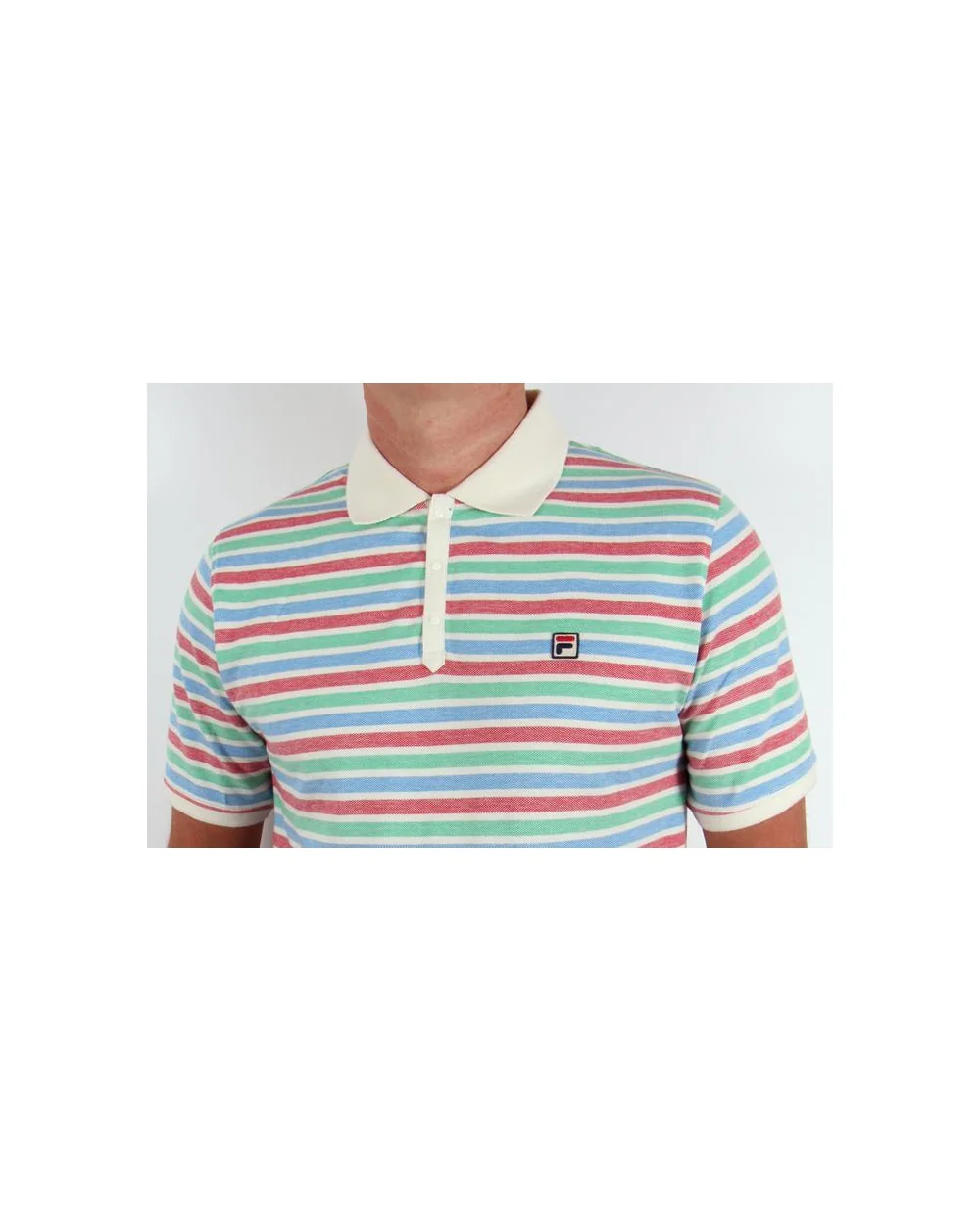 Fila Vintage Paradocks Striped Polo Shirt Gardenia/Red/Green - Image 2