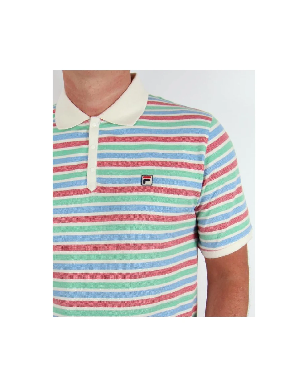 Fila Vintage Paradocks Striped Polo Shirt Gardenia/Red/Green - Image 3