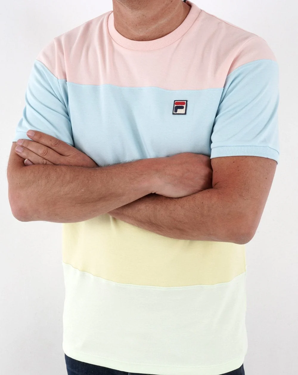 Fila Vintage Pastel Block T Shirt Pink/Sky/Yellow - Image 3