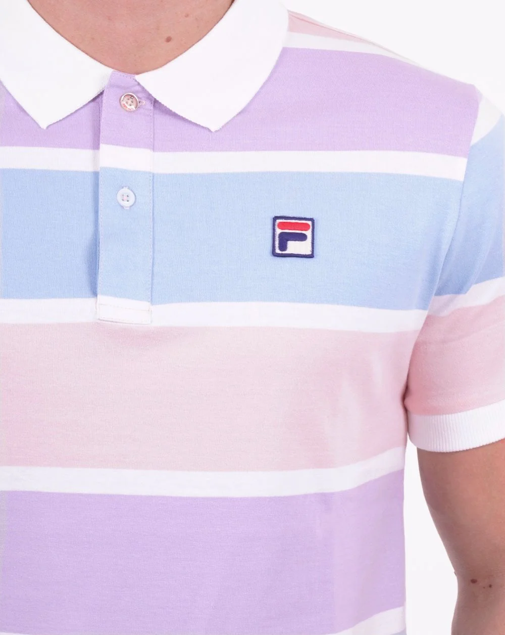 Fila Vintage Pastel Polo Shirt Pink Lilac Sky - Image 2