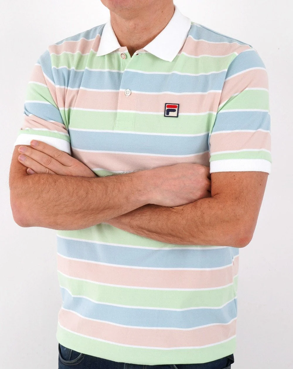 Fila Vintage Pastels Polo Shirt Pink/Mint/Sky - Image 3