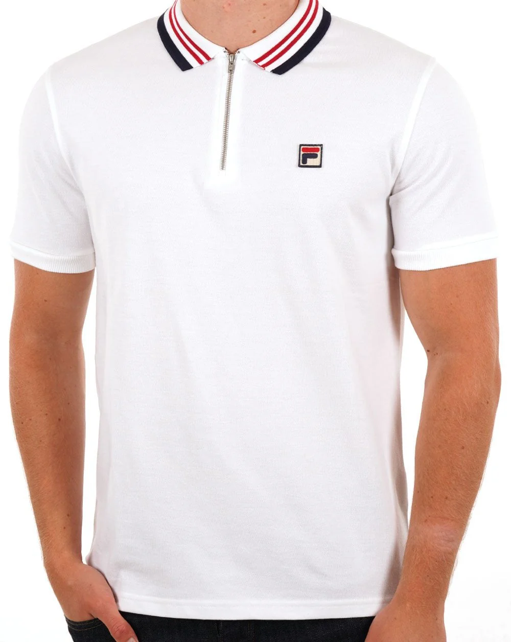 Fila Vintage Pietro Zip Polo Shirt White