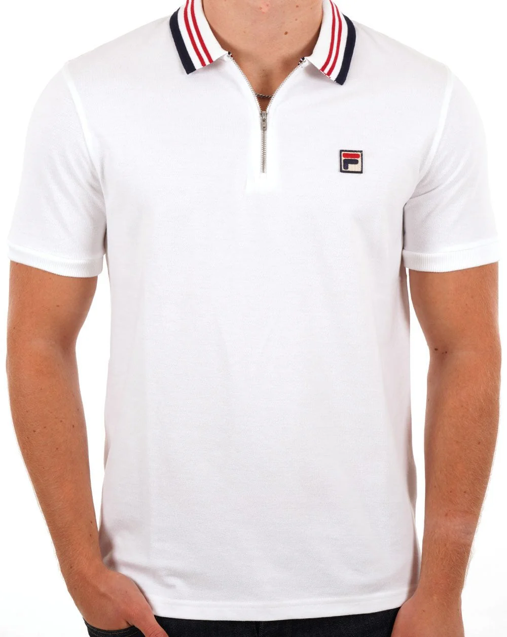 Fila Vintage Pietro Zip Polo Shirt White - Image 2