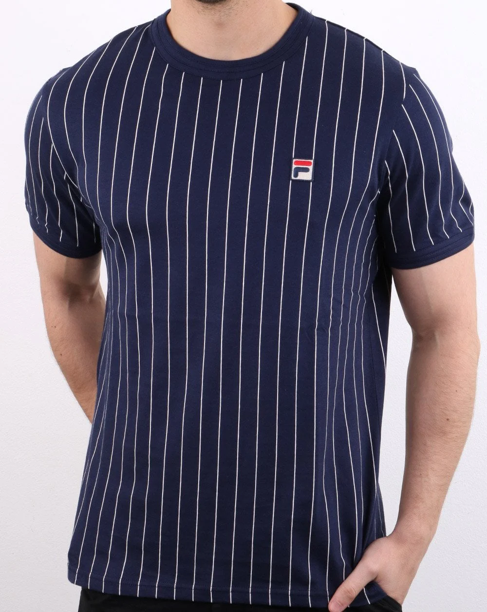 Fila Vintage Pinstripe T Shirt Navy - Image 2