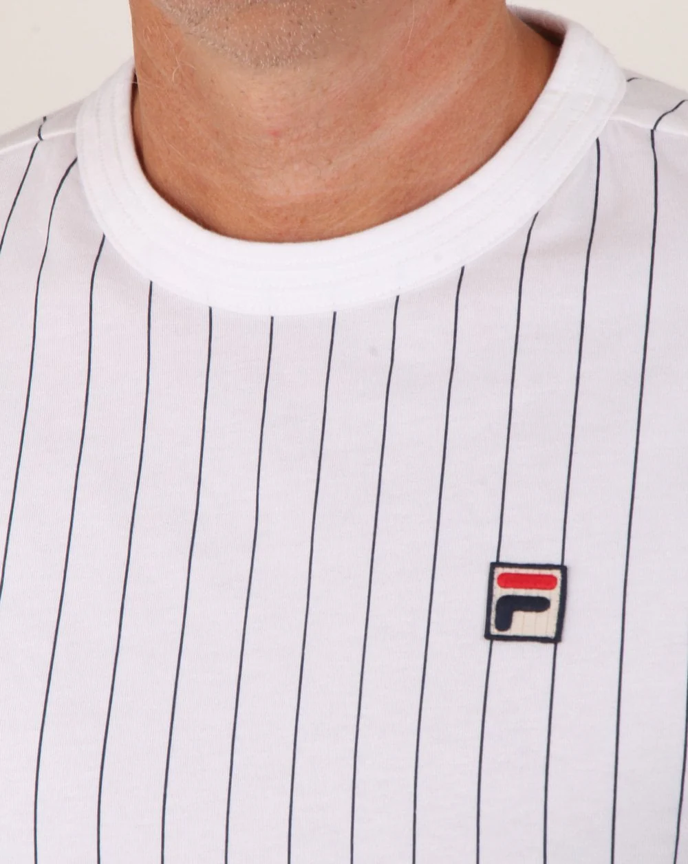 Fila Vintage Pinstripe T Shirt White - Image 2