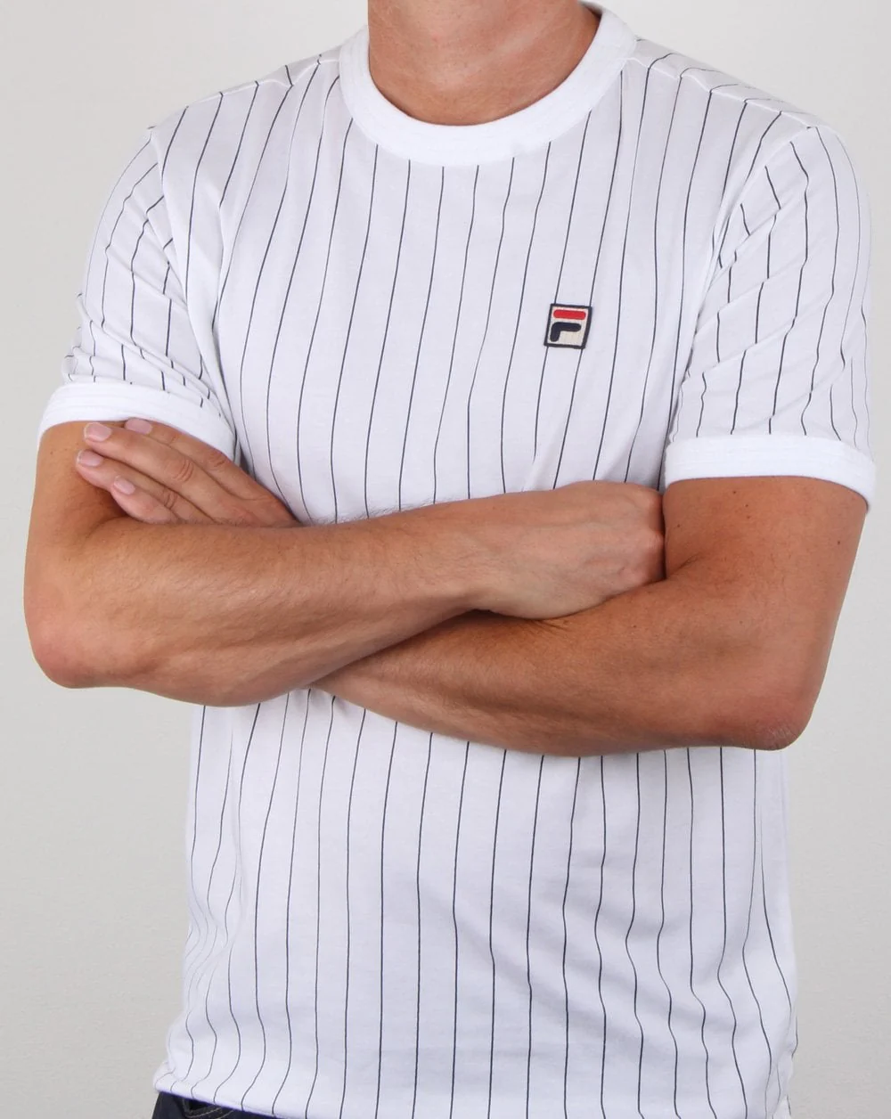 Fila Vintage Pinstripe T Shirt White - Image 3