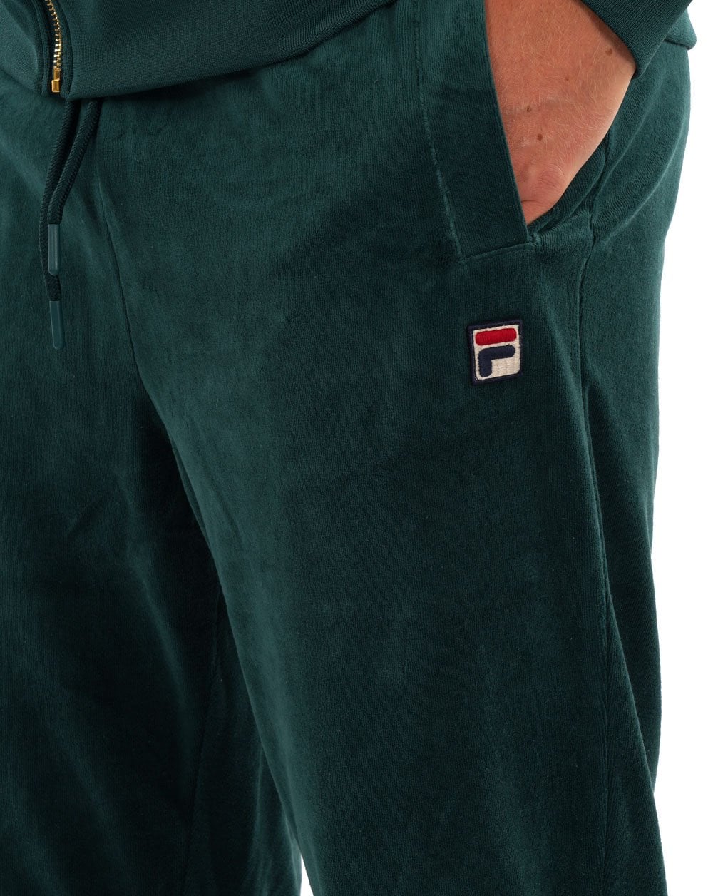 Fila Vintage Premium Velour Track Pants Dk Green - Image 2