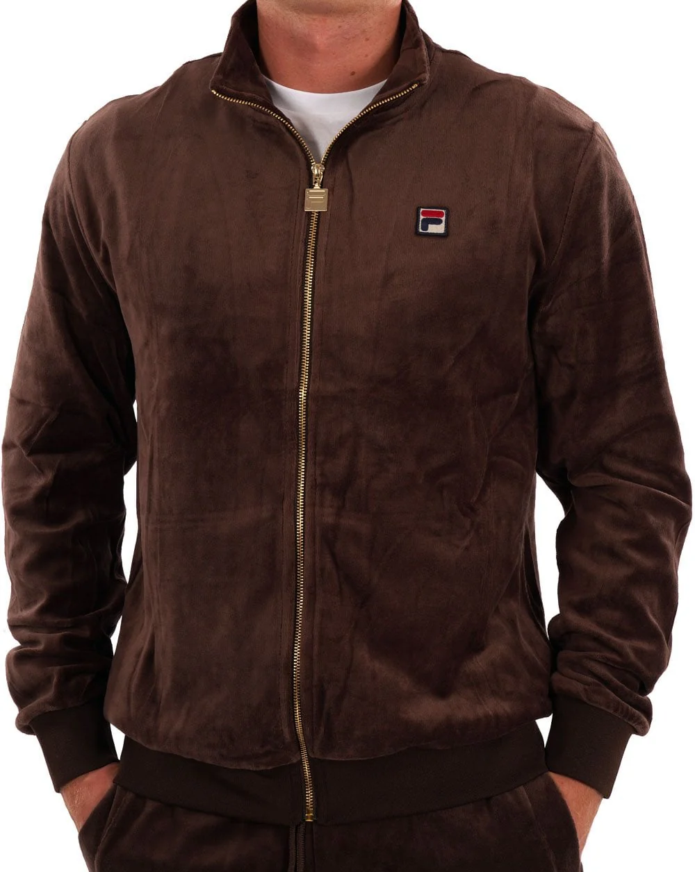 Fila Vintage Premium Velour Track Top Brown - Image 3