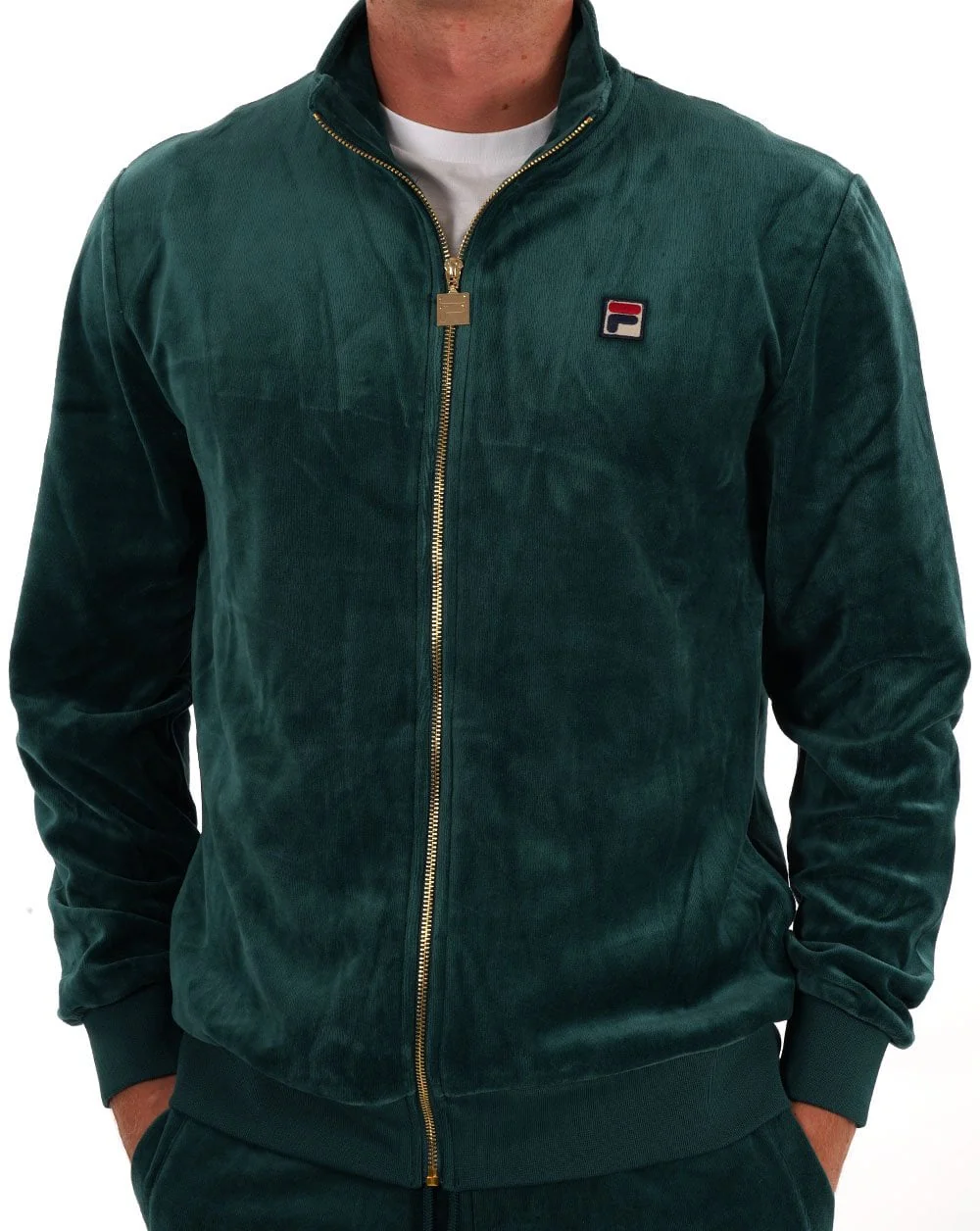 Fila Vintage Premium Velour Track Top Dk Green - Image 3