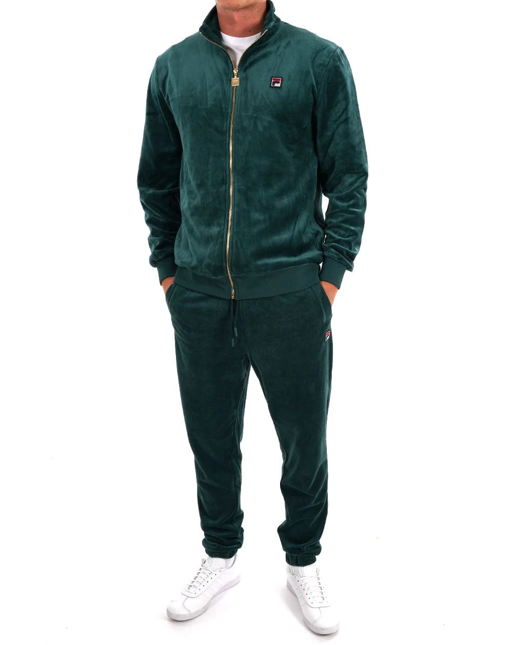 Fila Vintage Premium Velour Track Top Dk Green - Image 4