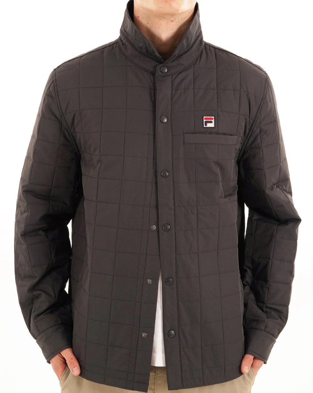 Fila Vintage Quilted Over Shirt Charcoal - Image 3