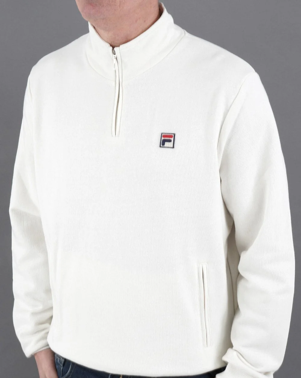 Fila Vintage Raffy 1/4 Zip Sweat Off White - Image 2
