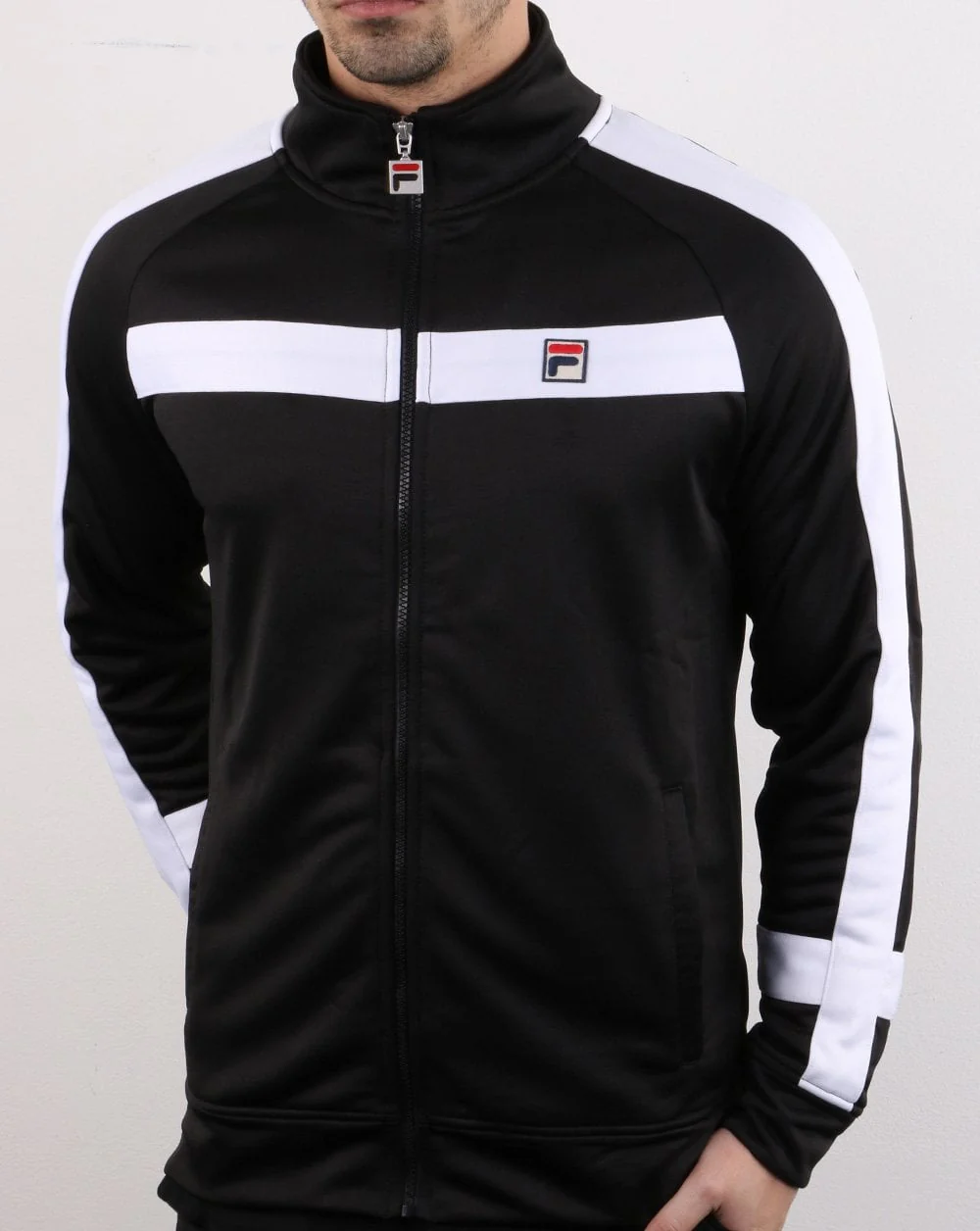 Fila Vintage Renzo Track Top Black/White - Image 2