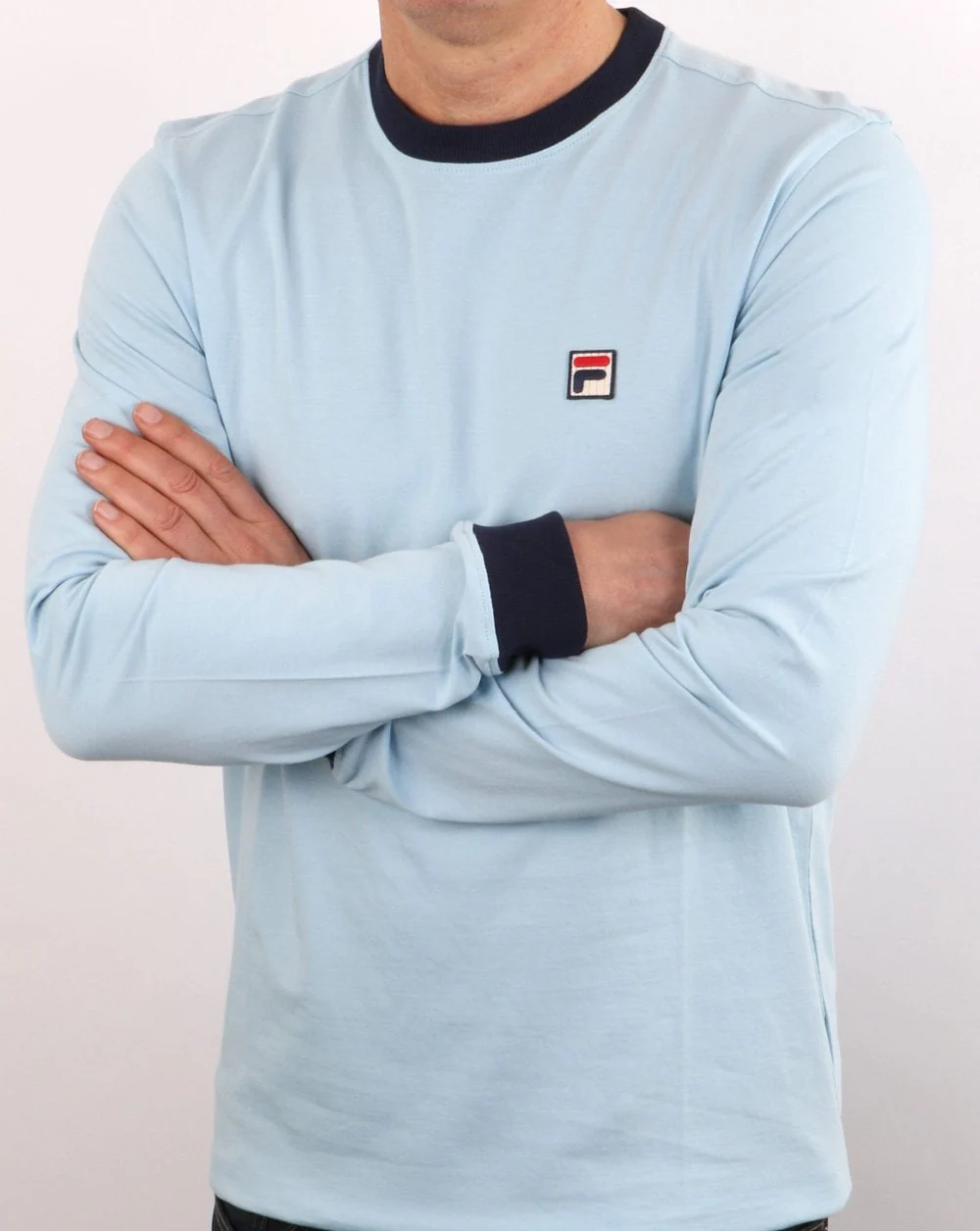 Fila Vintage Retro Long Sleeve T Shirt Sky/Navy - Image 3