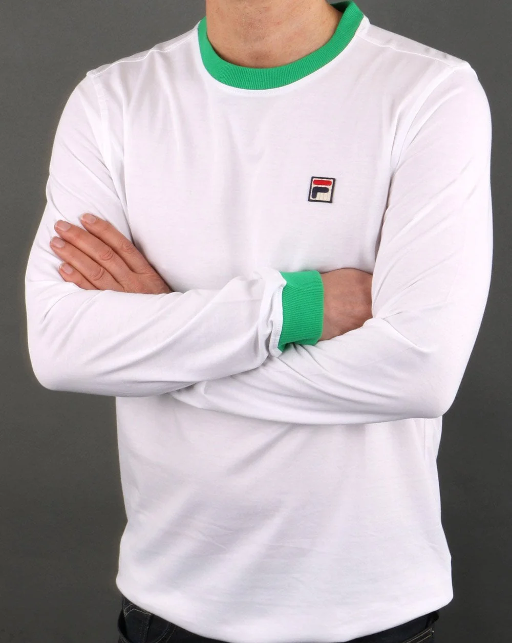Fila Vintage Retro Long Sleeve White/Green - Image 3