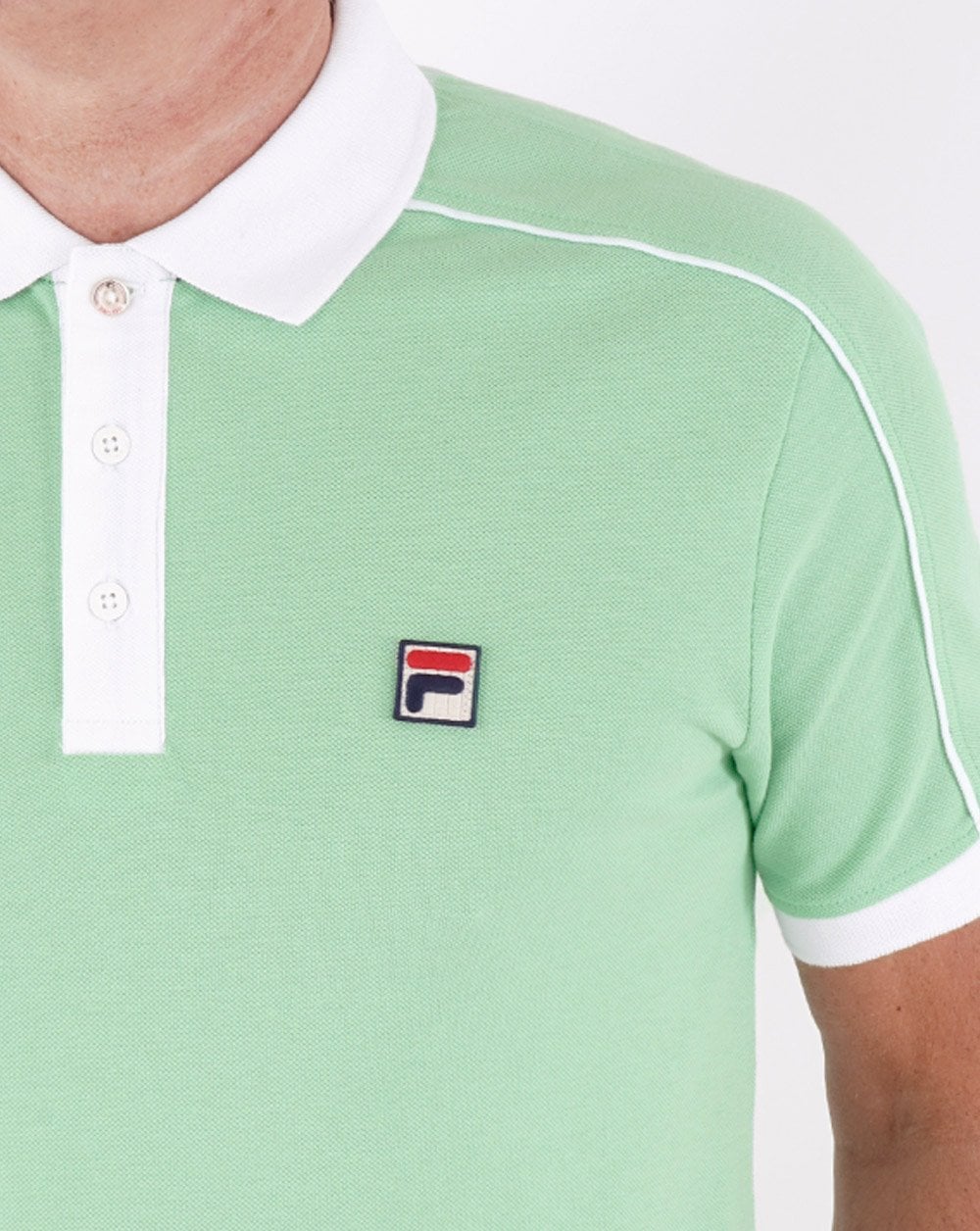 Fila Vintage Retro Piped Polo Shirt Soft Green/White - Image 4