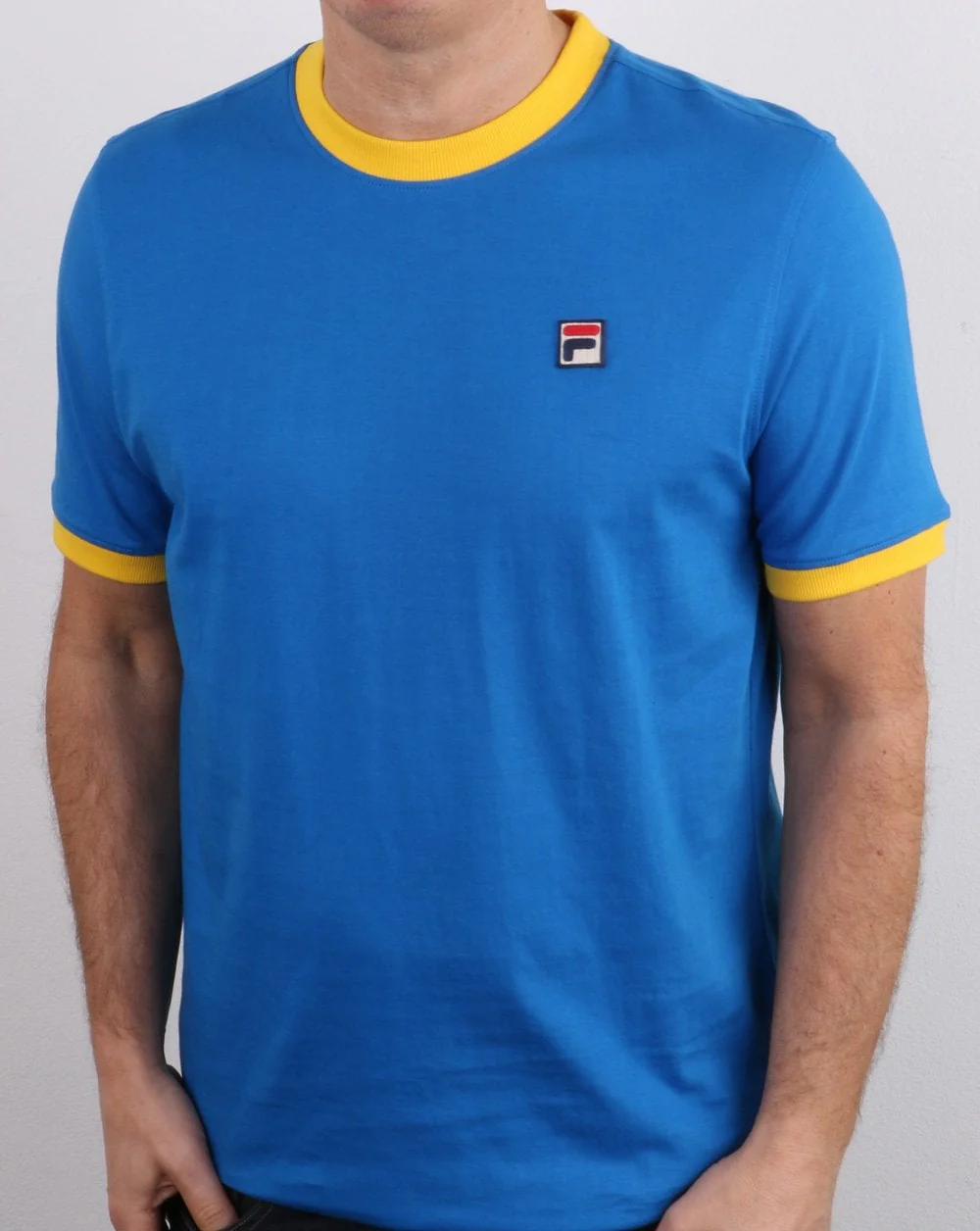 Fila Vintage Retro Ringer T Shirt Blue/Yellow