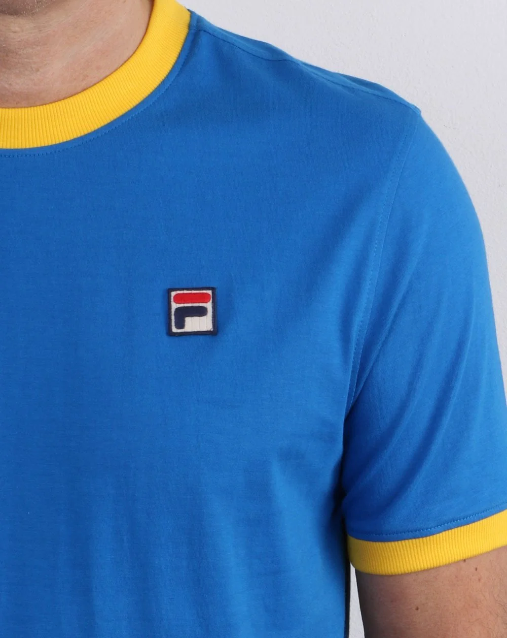 Fila Vintage Retro Ringer T Shirt Blue/Yellow - Image 3