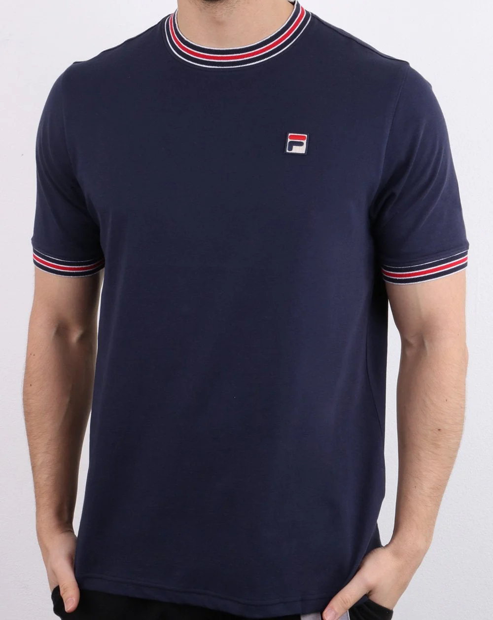 Fila Vintage Retro Ringer T Shirt Navy