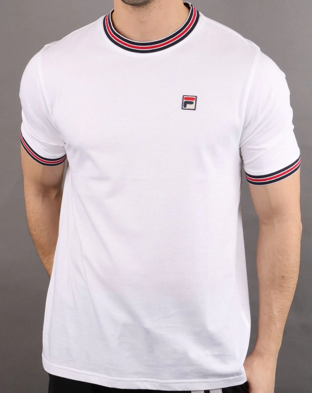 Fila Vintage Retro Ringer T Shirt White - Image 2