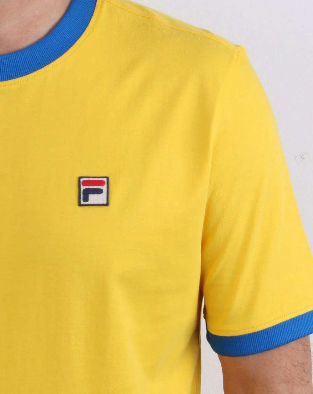 Fila Vintage Retro Ringer T Shirt Yellow/Blue - Image 3