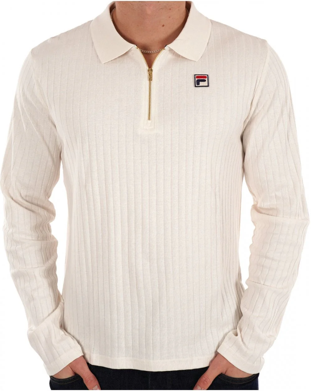 Fila Vintage Rib Zip Polo Gardenia