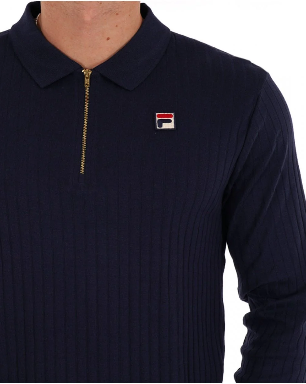 Fila Vintage Rib Zip Polo Navy - Image 2