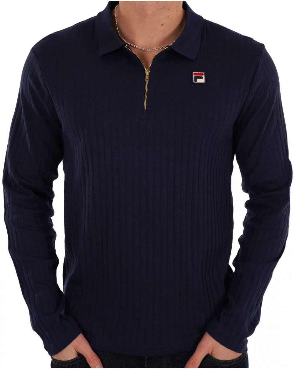 Fila Vintage Rib Zip Polo Navy - Image 3