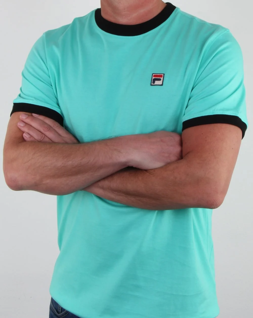 Fila Vintage Ringer T Shirt Aqua/Navy - Image 3